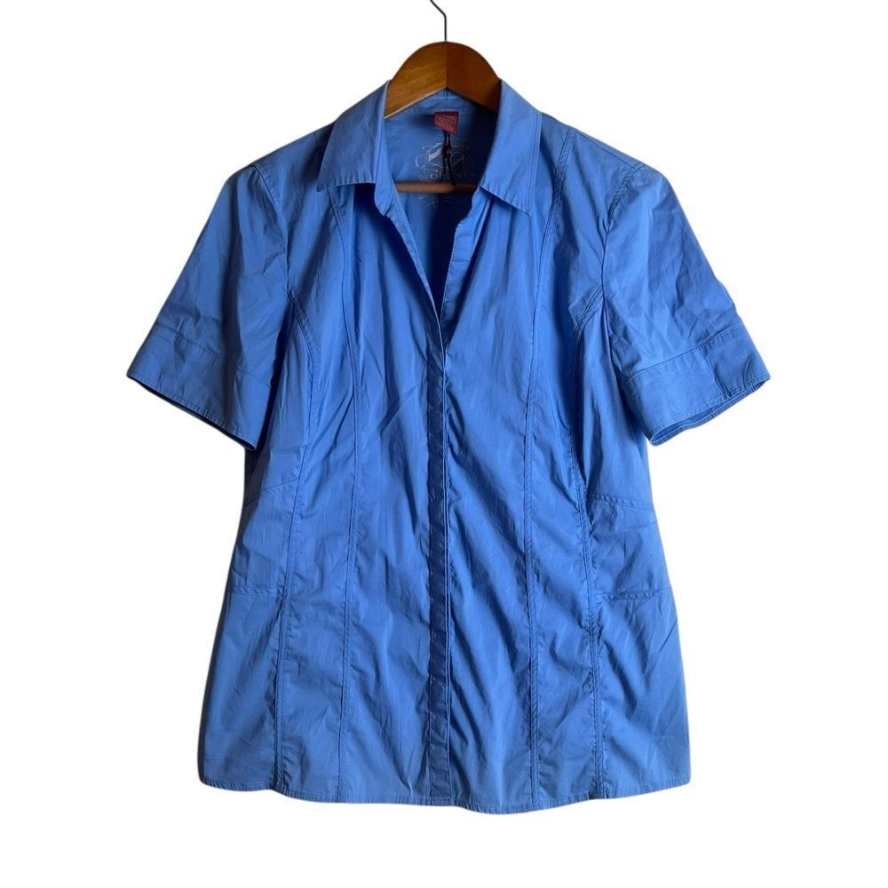 Olsen blue short sleeve button up shirt